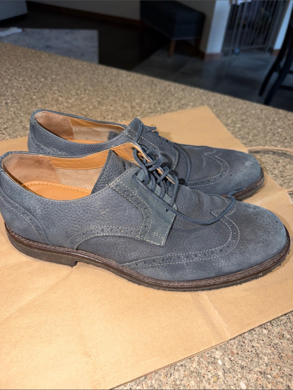 Johnston & Murphy Navy Suede Wingtip Derby Shoes